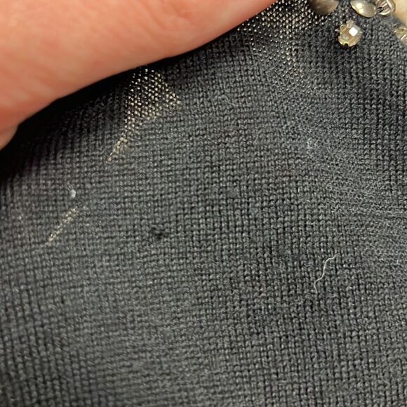 Loft black lightweight sweater with embellished neckline Sz XS - Picture 7 of 7